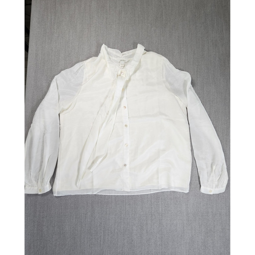 Lilly Pulitzer Coconut‎ Color Button Blouse Long Sleeve Solid Women's Size L